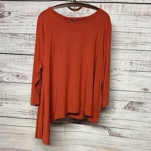 Lisa Bayne Knit Asymmetrical Top Orange XXL